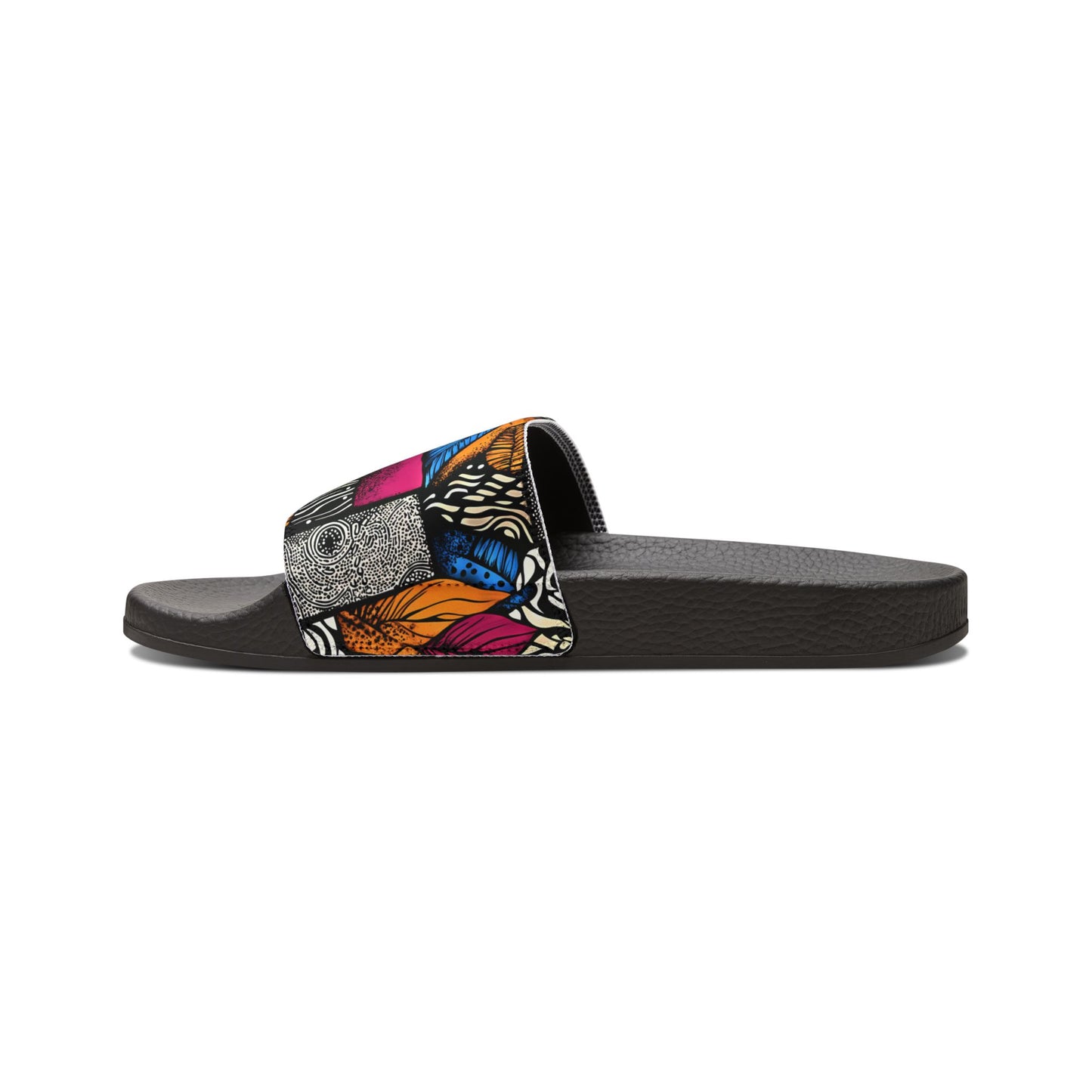Floral and Feathers Pattern Womens Removable-Strap Beach and Indoor Sandals