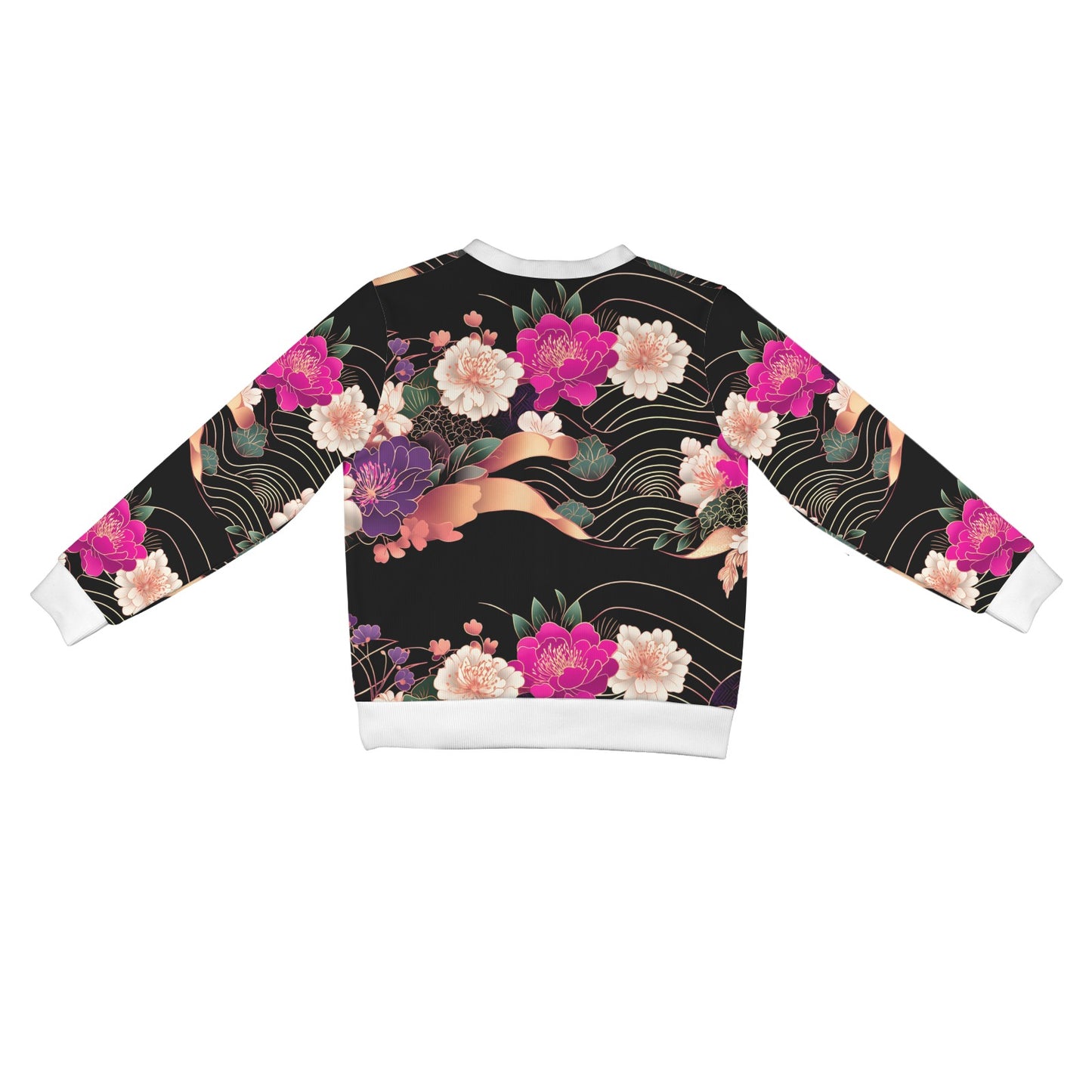 Floral Pattern Cardigan Women's Ribbed Cardigan (Model H73)