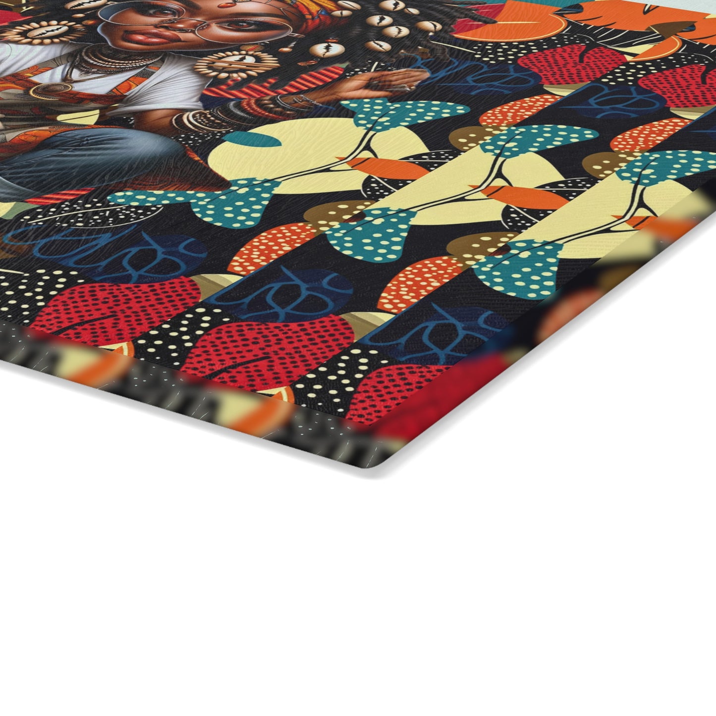 Glass Cutting Board, Afrocentric Kitchen Decor, Ankara Pattern Glass Board, Ethnic Design Cheese Board, Unique Housewarming Gift