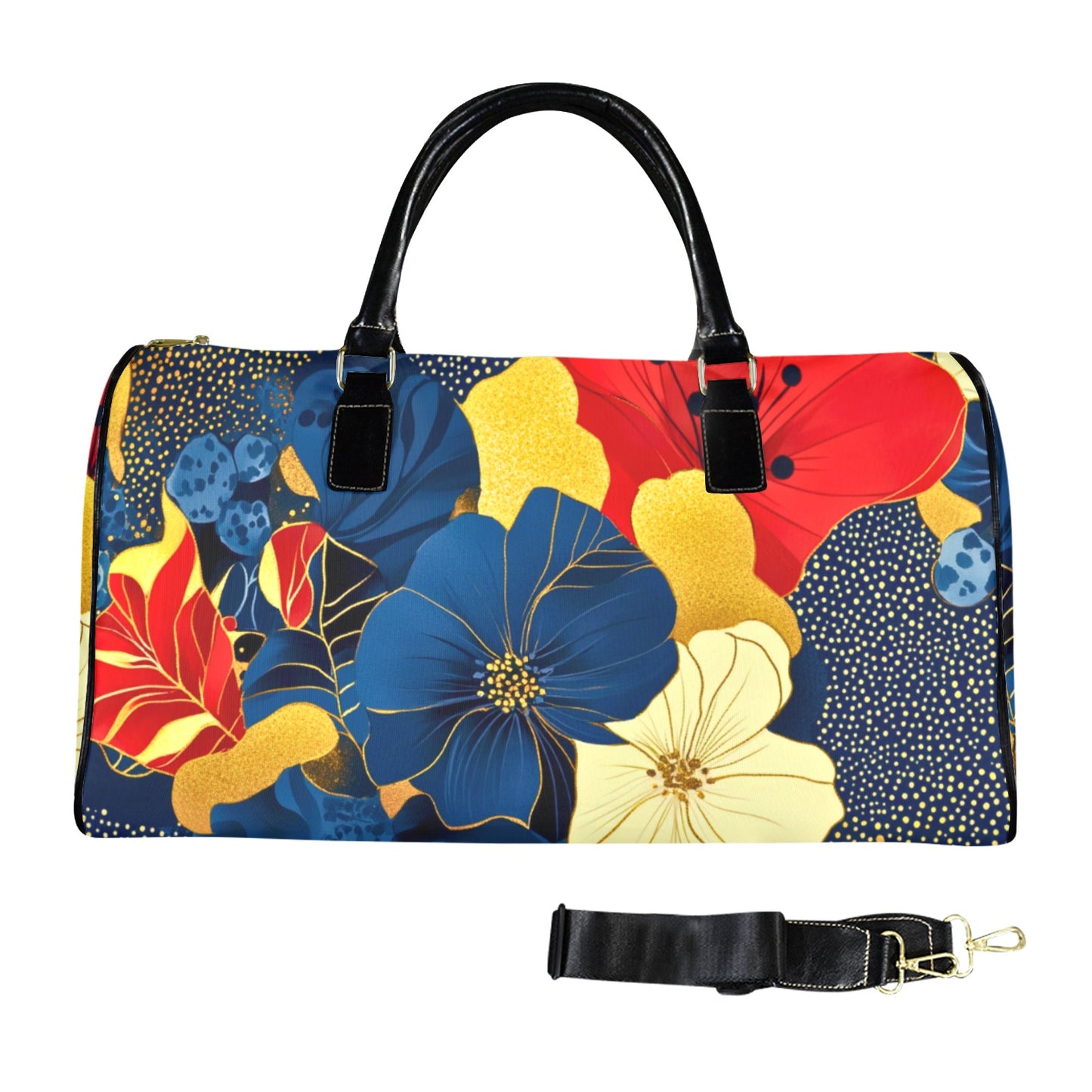 Golden Zebra Pattern Travel Bag Large Capacity Travel Bag-Large (Black Short Patch) (1737)