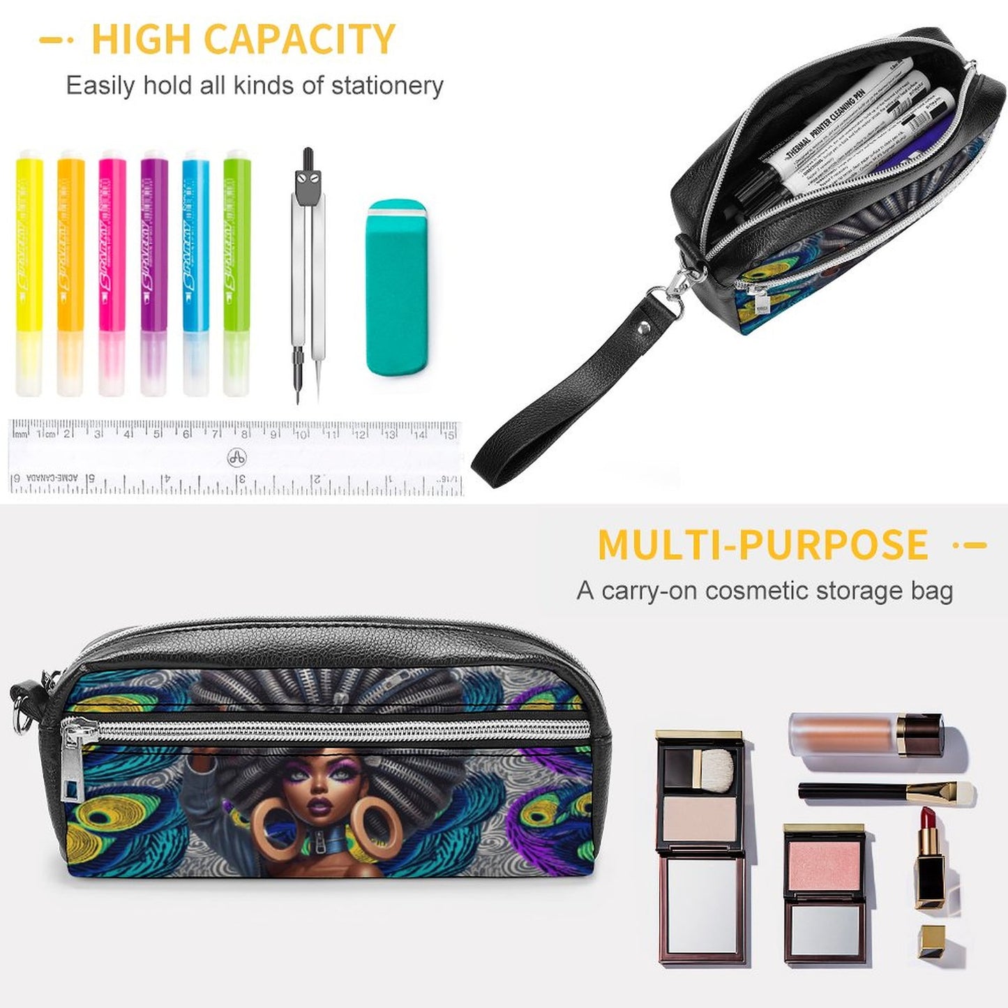 Versatile Cosmetic Bag & Pencil Case Pouch