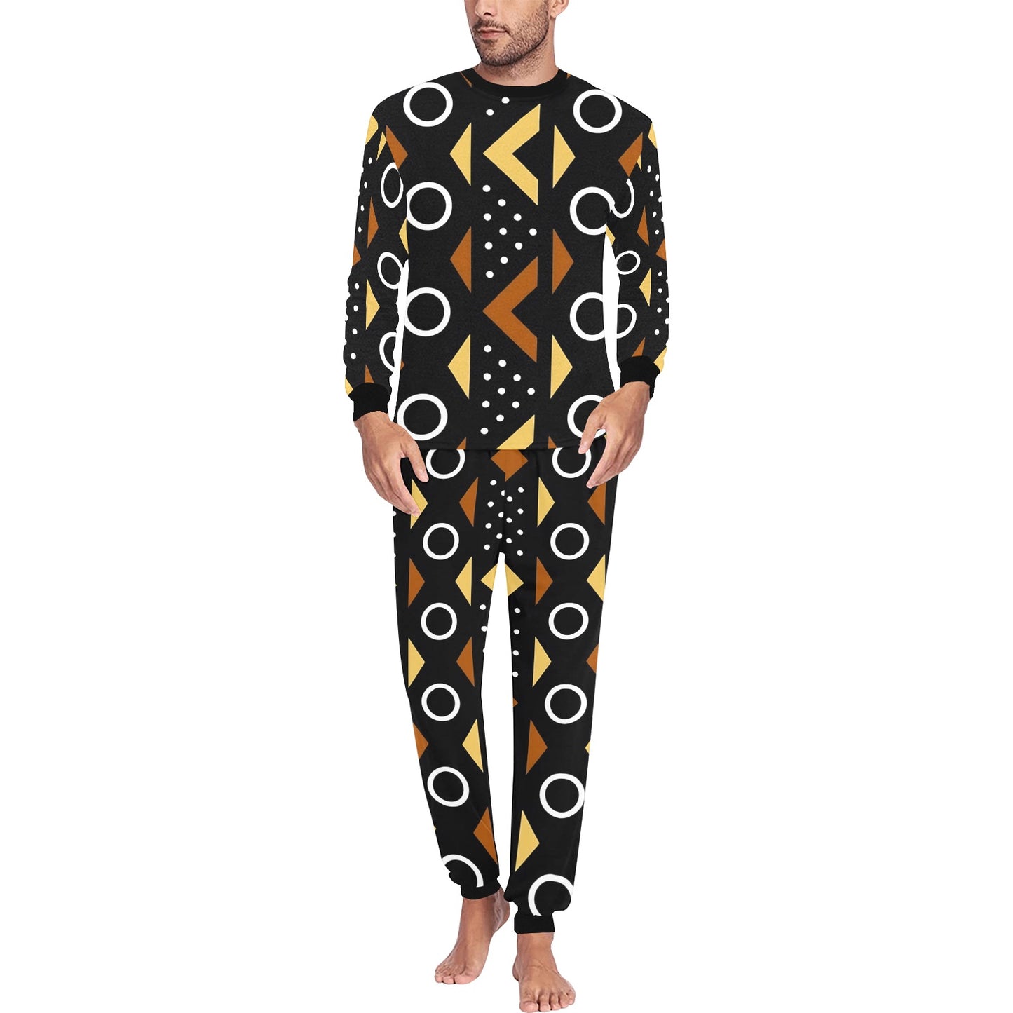 Afrocentric Pattern Men's Pajama Set Men's All Over Print Pajama Set