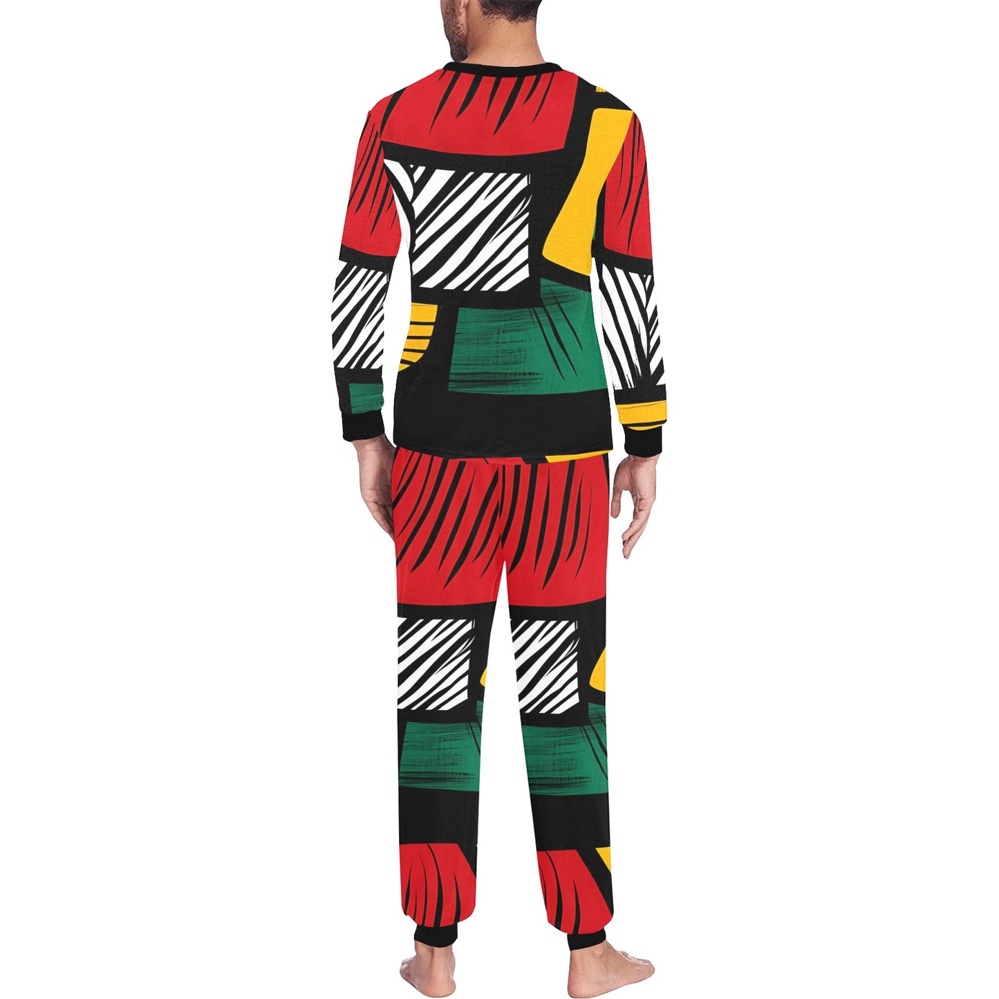 Geometric Pattern Men's Pajama Set Men's All Over Print Pajama Set