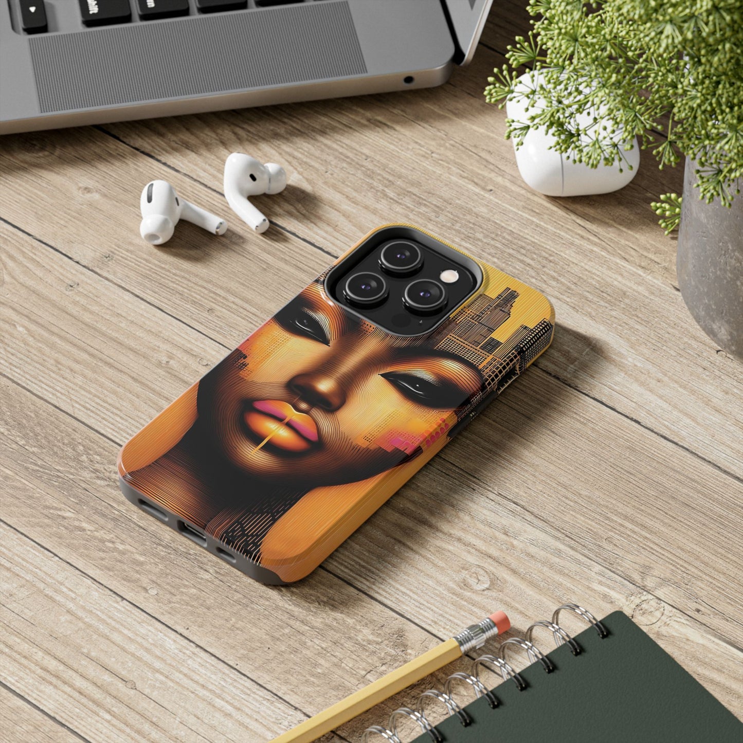Afrocentric Tough Phone Case, City Girl On The Move Unique Design, Urban Street Style, Protective Cellphone Cover, Trendy Mobile Accessory