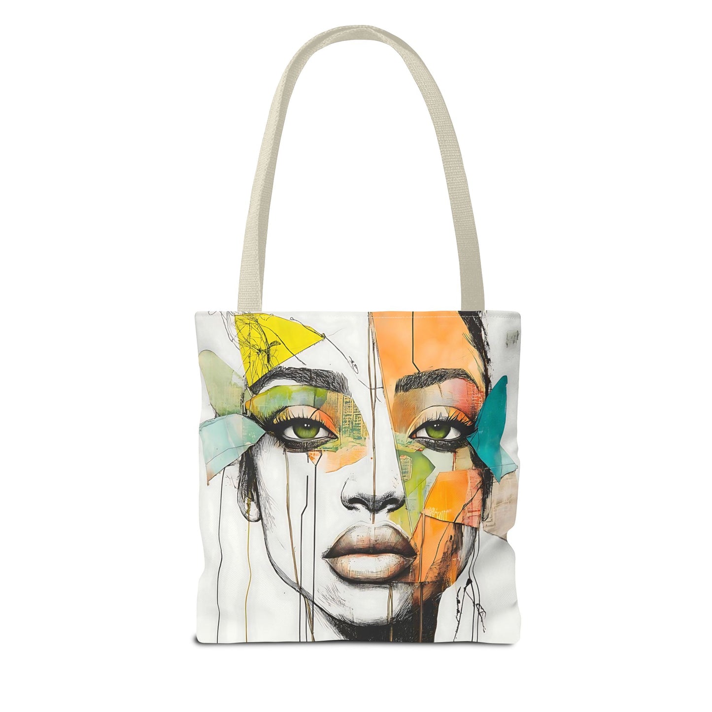 Artistic Abstract Face Tote Bag, Trendy Canvas Bag, Unique Gift for Art Lovers, Fashionable Beach Bag, Stylish Shopping Bag, Cool