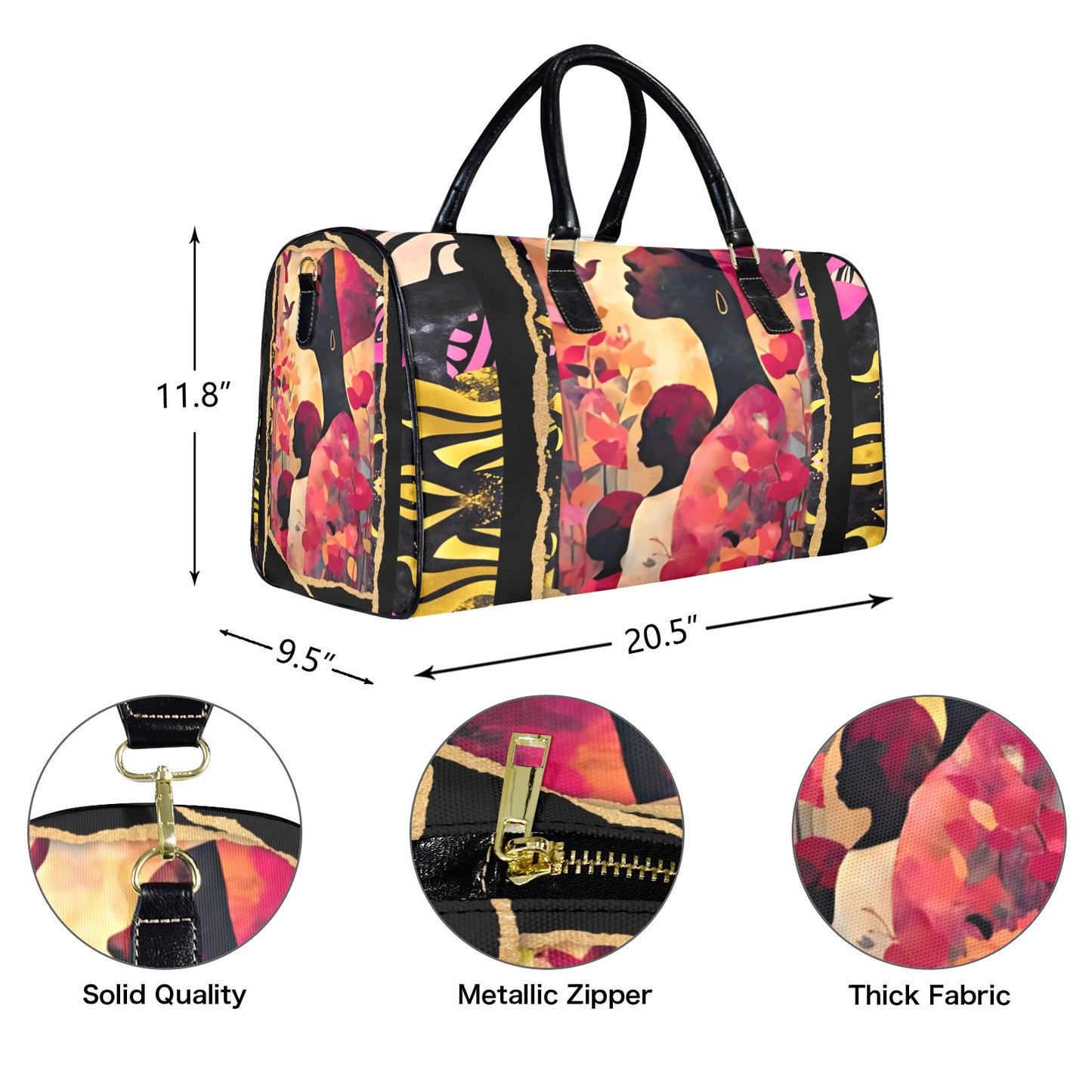 Mother's Day Travel Bag Large Capacity Travel Bag-Large (Black Short Patch) (1737)