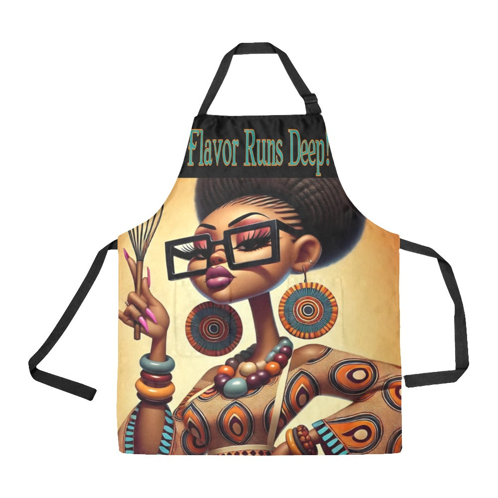 Flavor Runs Deep Kitchen Apron All Over Print Apron