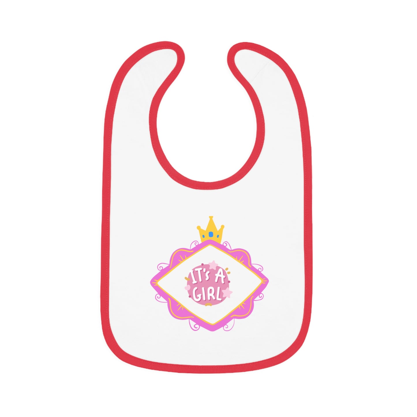 It's A Girl Baby Contrast Trim Jersey Bib #IAG1
