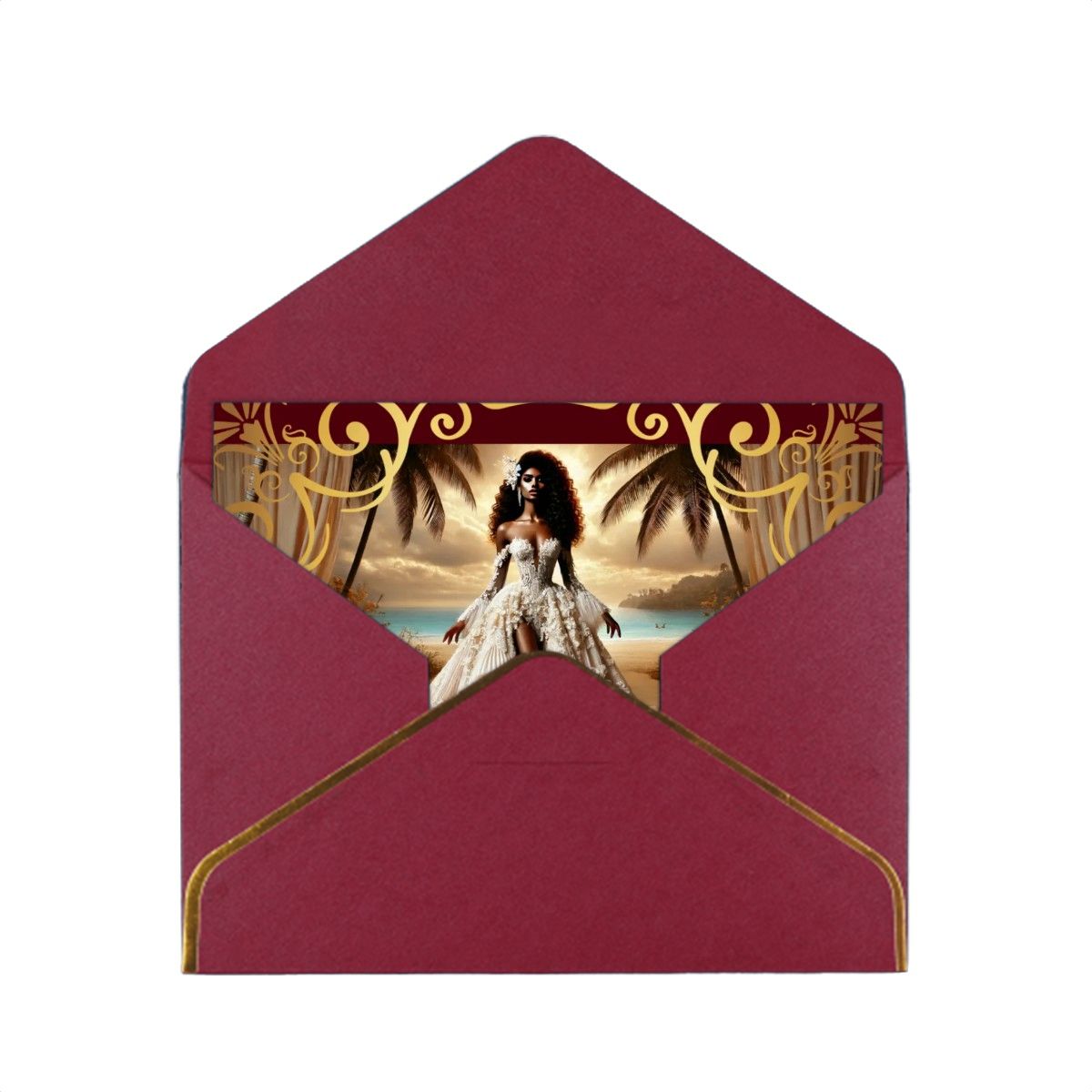 Wedding Golden Edge Greeting Cards (Horizontal)