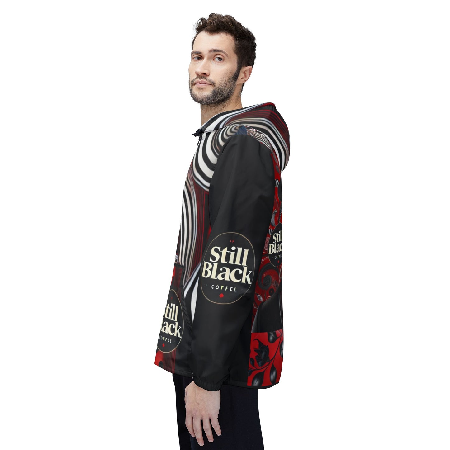 Still Black Windbreaker Jacket (AOP) #SB16