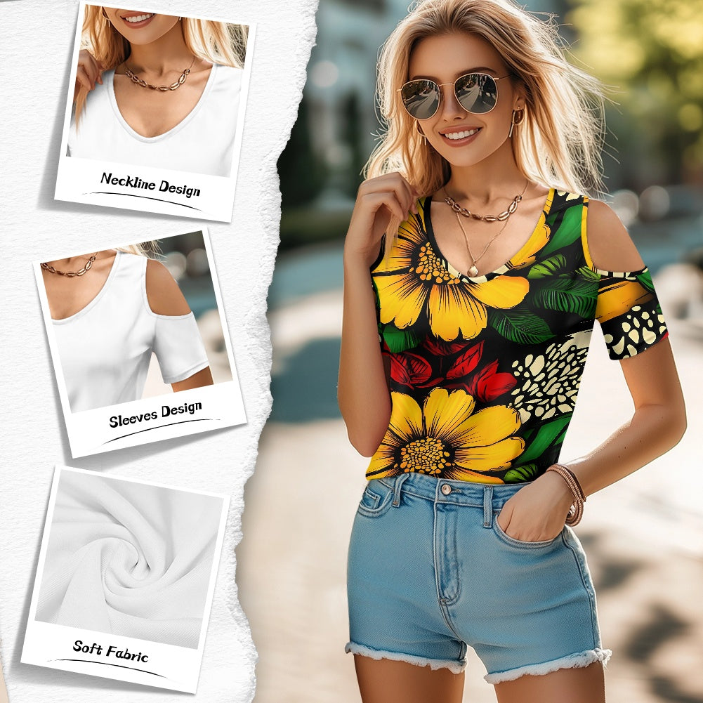 Off-the-shoulder short-sleeved T-shirt