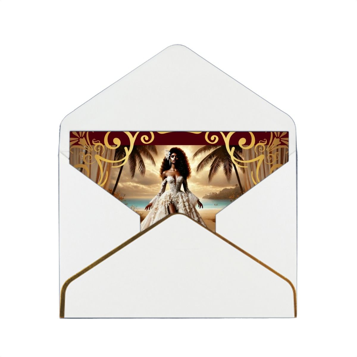 Wedding Golden Edge Greeting Cards (Horizontal)