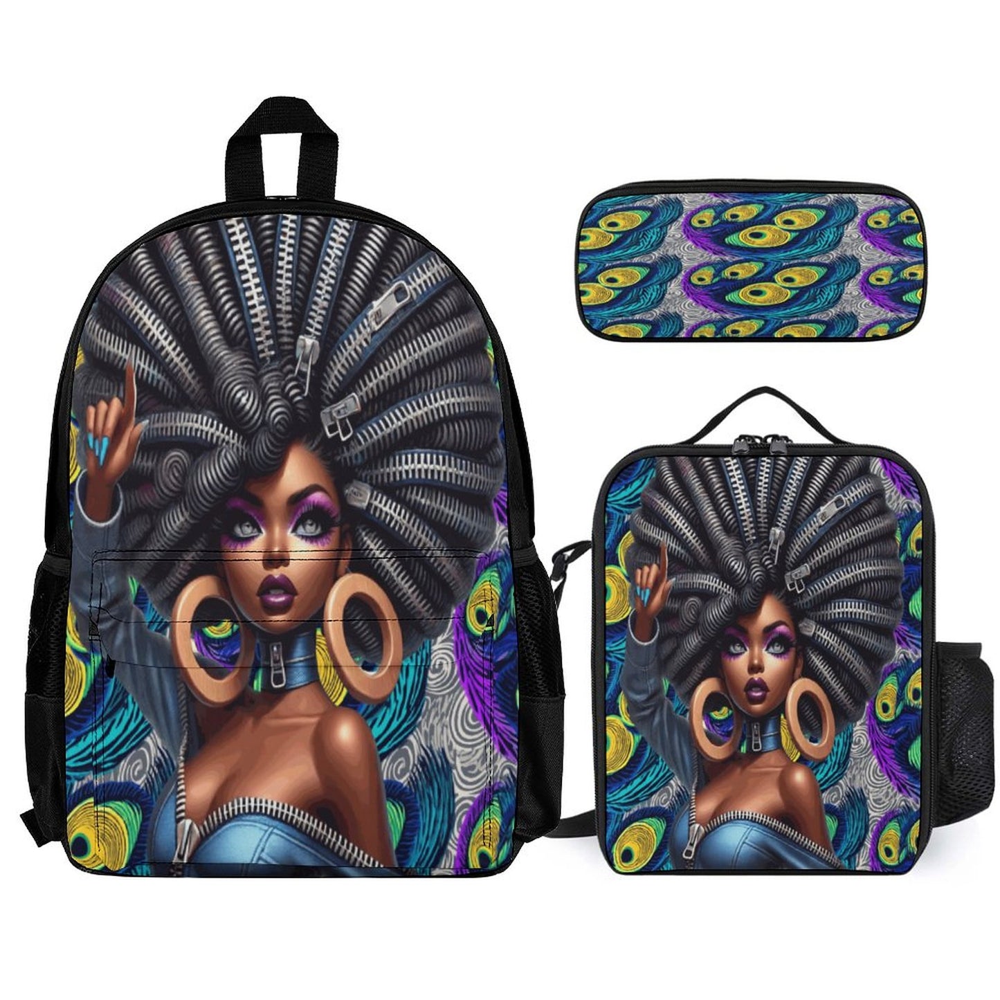 Set of 3 Bags (Shoulder Bag Lunch Bag & Pencil Pouch)