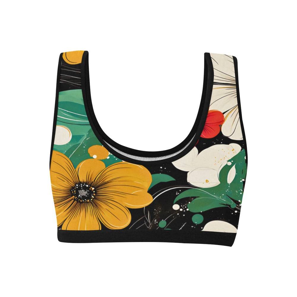 Vibrant Floral Pattern Sports Bra Women's All Over Print Sports Bra (Model T52)