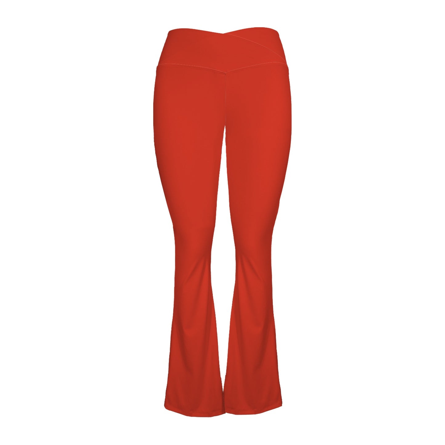 Red Women's High Waist Crossover Tummy Control Flare Leggings High Waist Crossover Tummy Control Flare Leggings