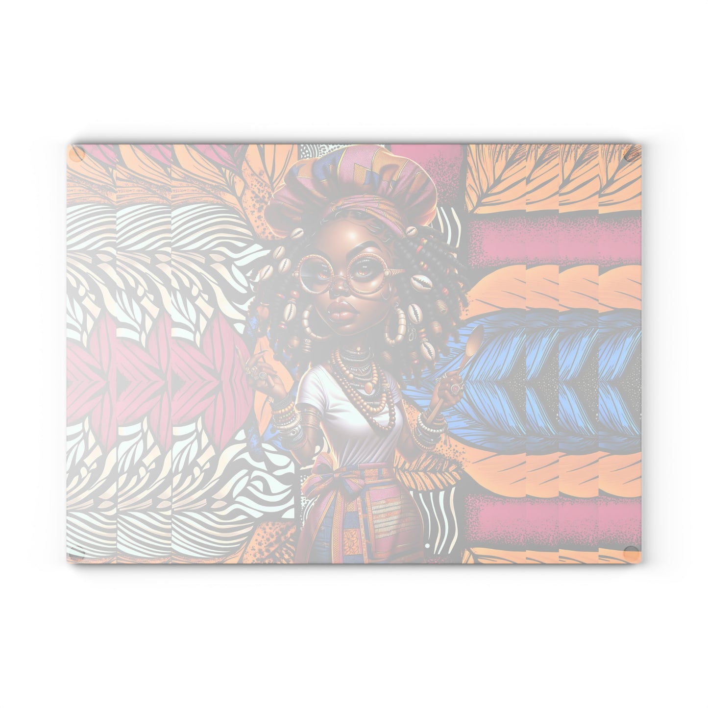 Glass Cutting Board, Afrocentric Kitchen Decor, Ankara Pattern Glass Board, Ethnic Design Cheese Board, Unique Housewarming Gift