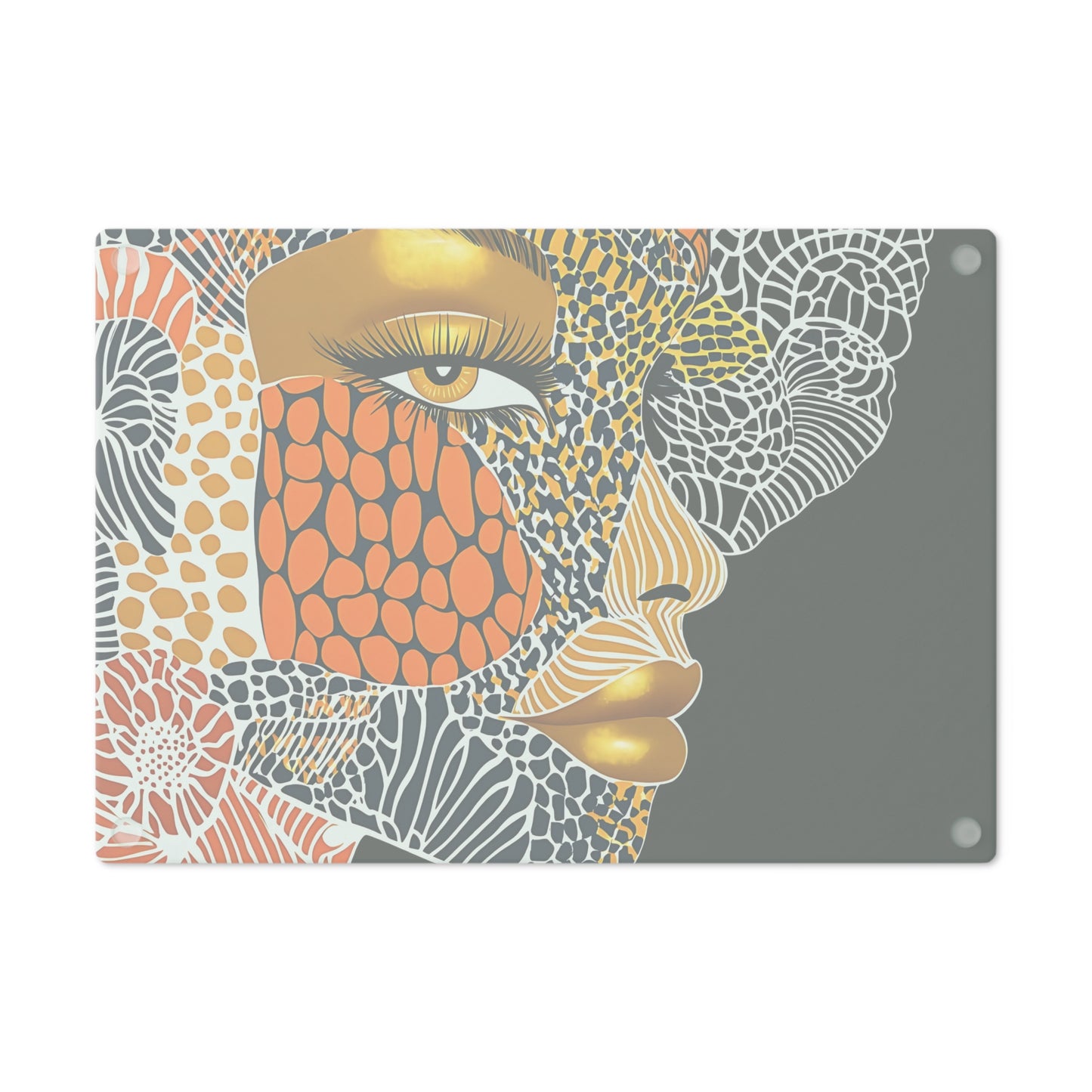 Artistic Glass Cutting Board with Elegant Face Design, Unique Kitchen Decor, Gift for Foodies, Modern Cooking, Stylish Kitchen Accessories