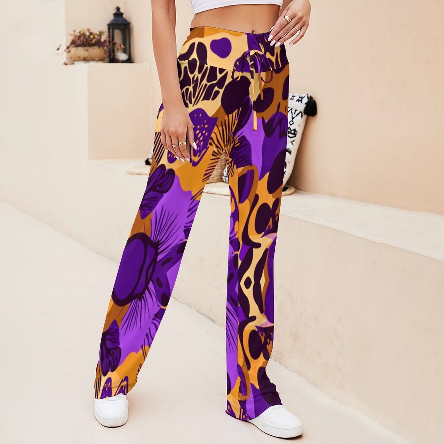 Personalized Drawstring Yoga PantsxP with Straight Baggy (All-Over Printing)