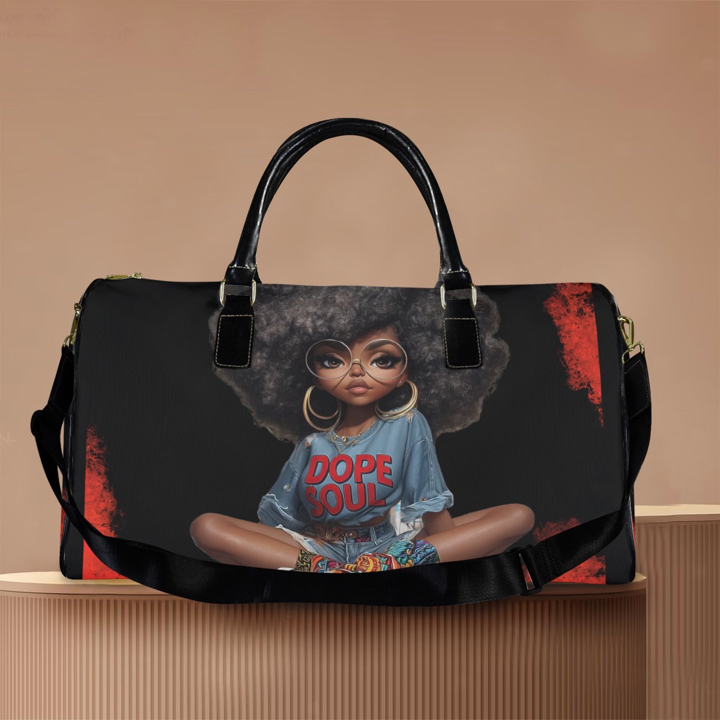 Dope Soul Large Capacity Travel Bag-Large (Black Short Patch) (1737) Large Capacity Travel Bag-Large (Black Short Patch) (1737)