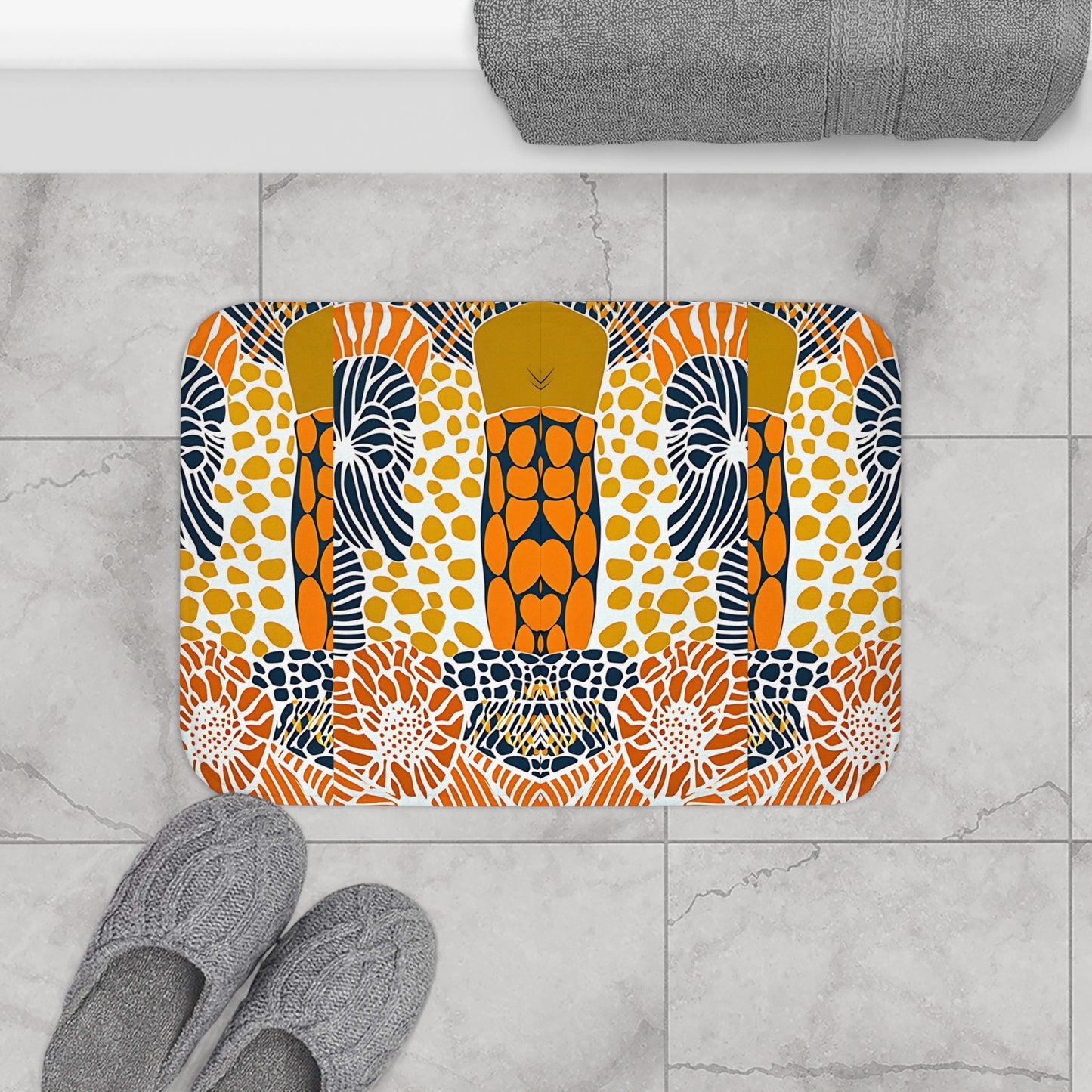 Vibrant Botanical Bath Mat, Boho Bathroom Decor, Modern Home Accent, Cozy Gift for Art Lovers, Unique Bath Accessory