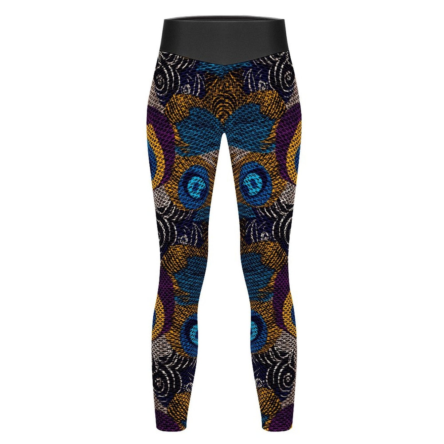 Custom Printed Honeycomb Textured Yoga Pants for Women (All-Over Printing)