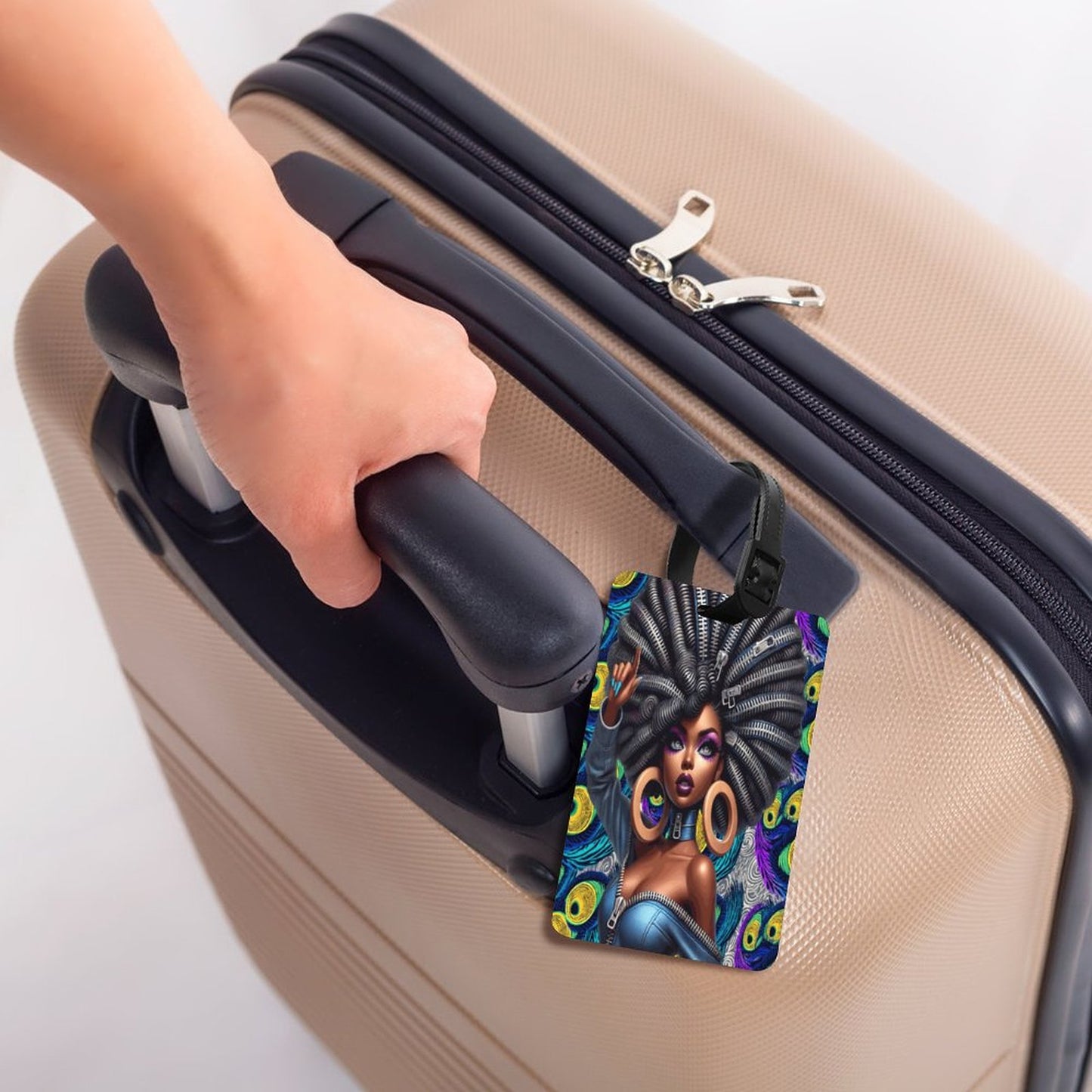 Full-Printed Luggage Tag with Black Hanging Loop
