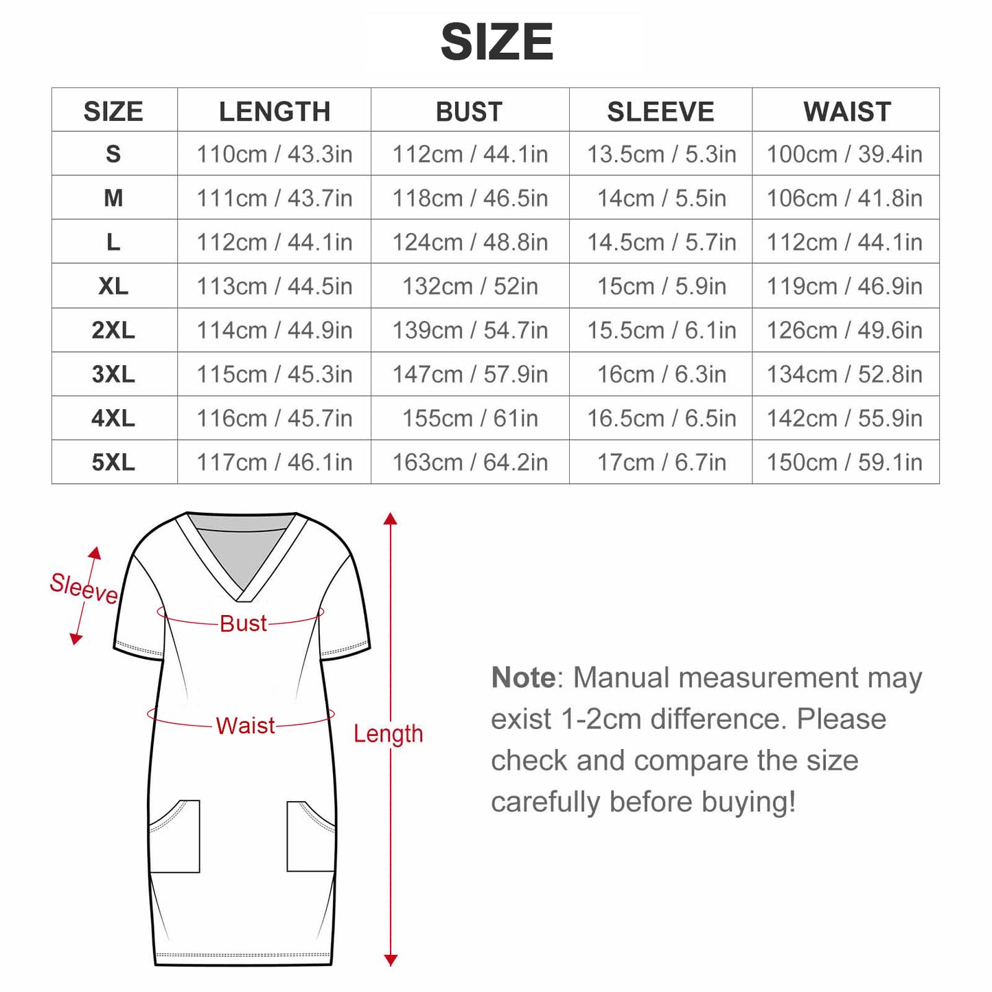 V-Neck Baggy Dress with Pocket LQ