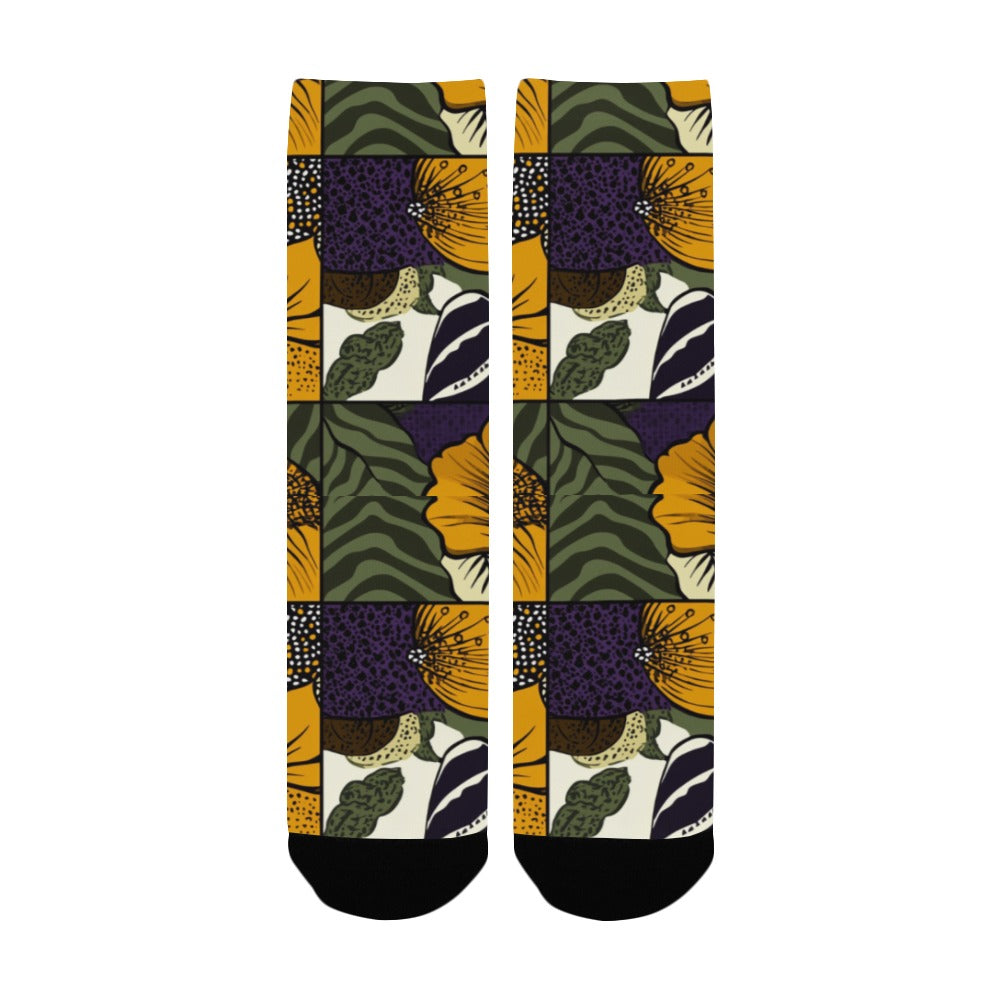 Geometric and Floral Pattern Men's Socks Women's Custom Socks