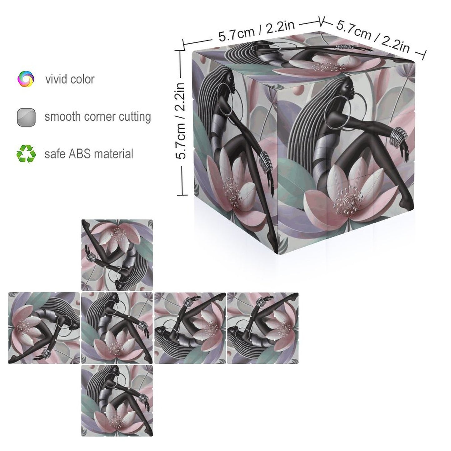 Flower Divas 3x3 Magic Cube (One-sided Printing)