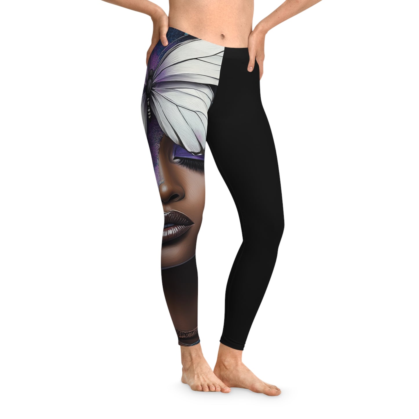Butterfly Beauty Leggings Stretchy Yoga Pants Women's Activewear Floral Print