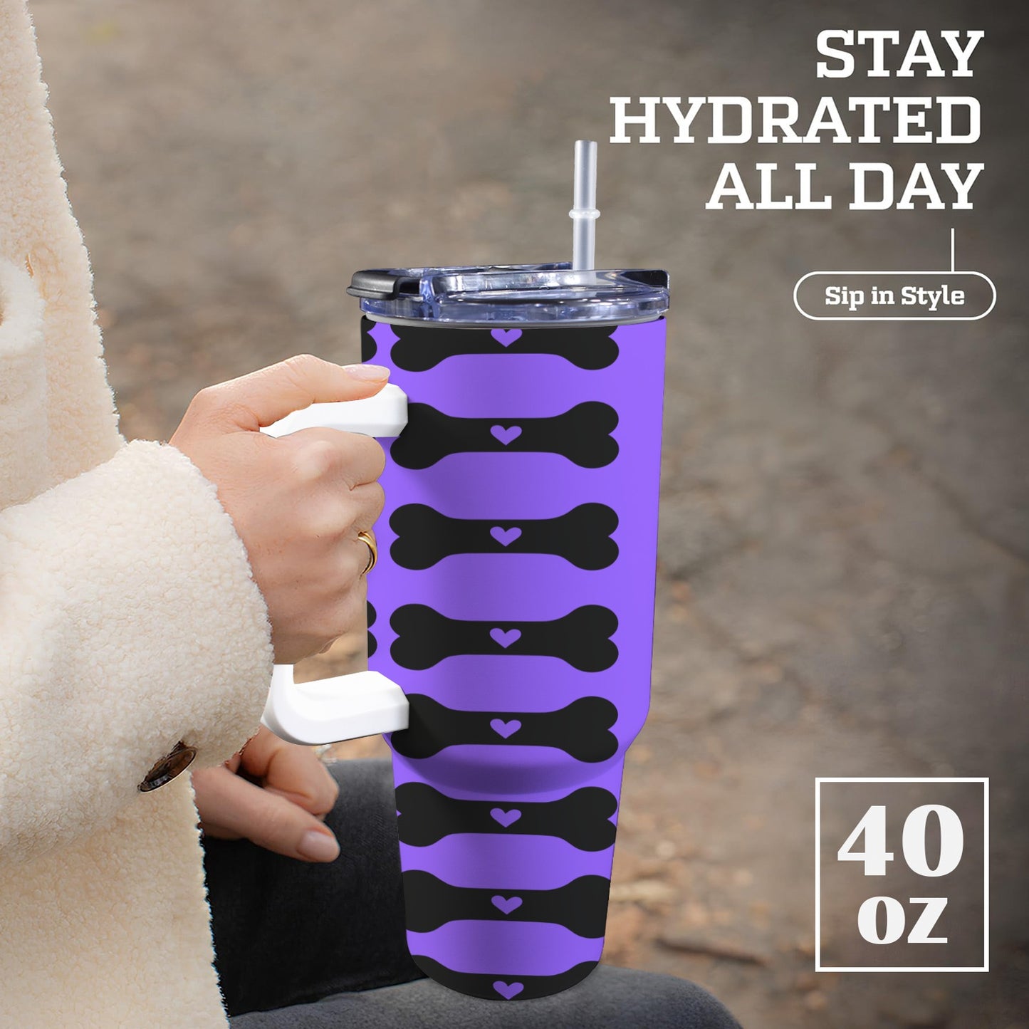 Pet 40 oz Tumbler With White Handle 40oz Tumbler with White Handle