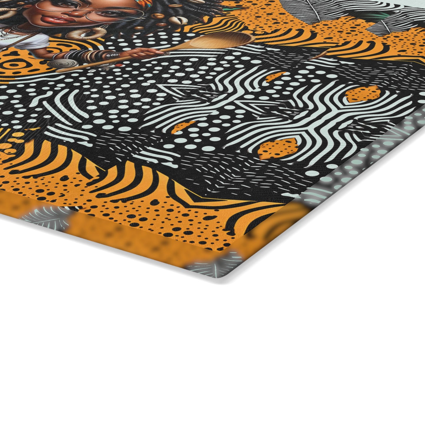 Glass Cutting Board, Afrocentric Kitchen Decor, Ankara Pattern Glass Board, Ethnic Design Cheese Board, Unique Housewarming Gift