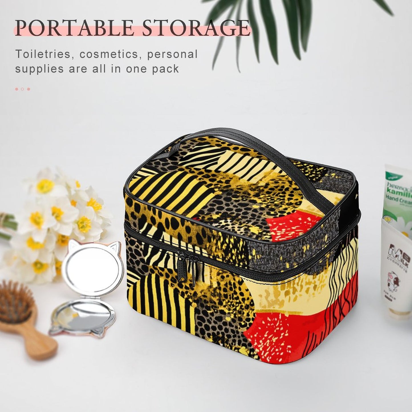 Make-up bag with Lychee pattern PU material