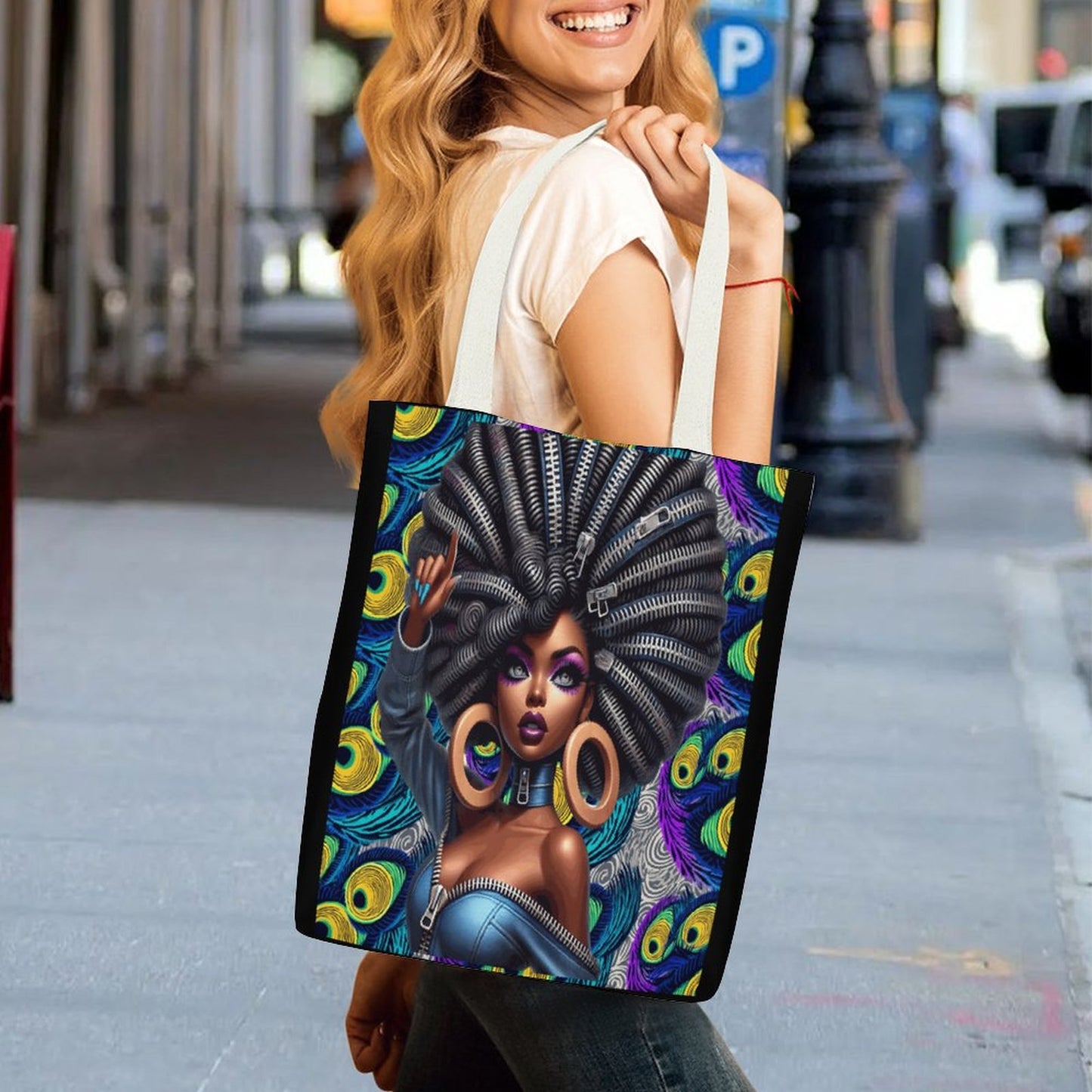 Canvas Material Tote Bags with Interior Pocket (Dual-sided Printing)