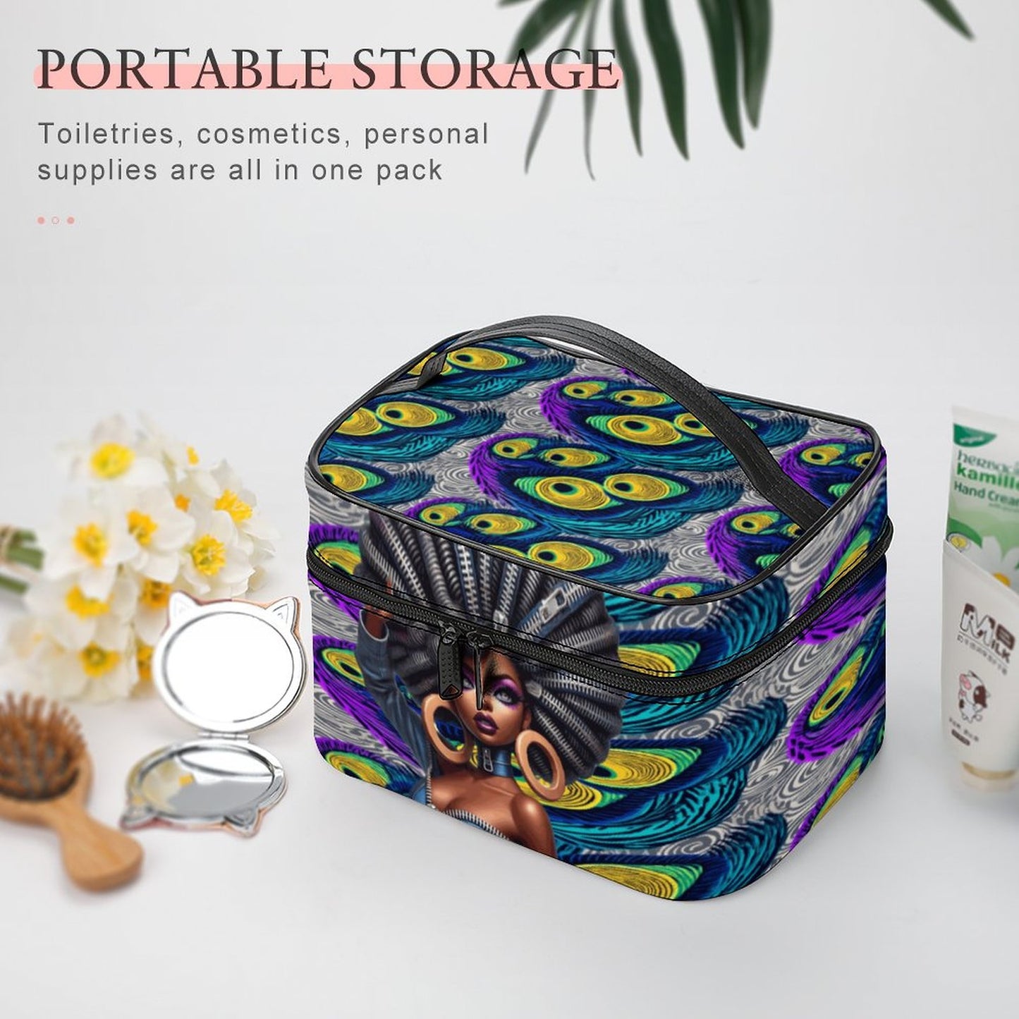 Make-up bag with Lychee pattern PU material