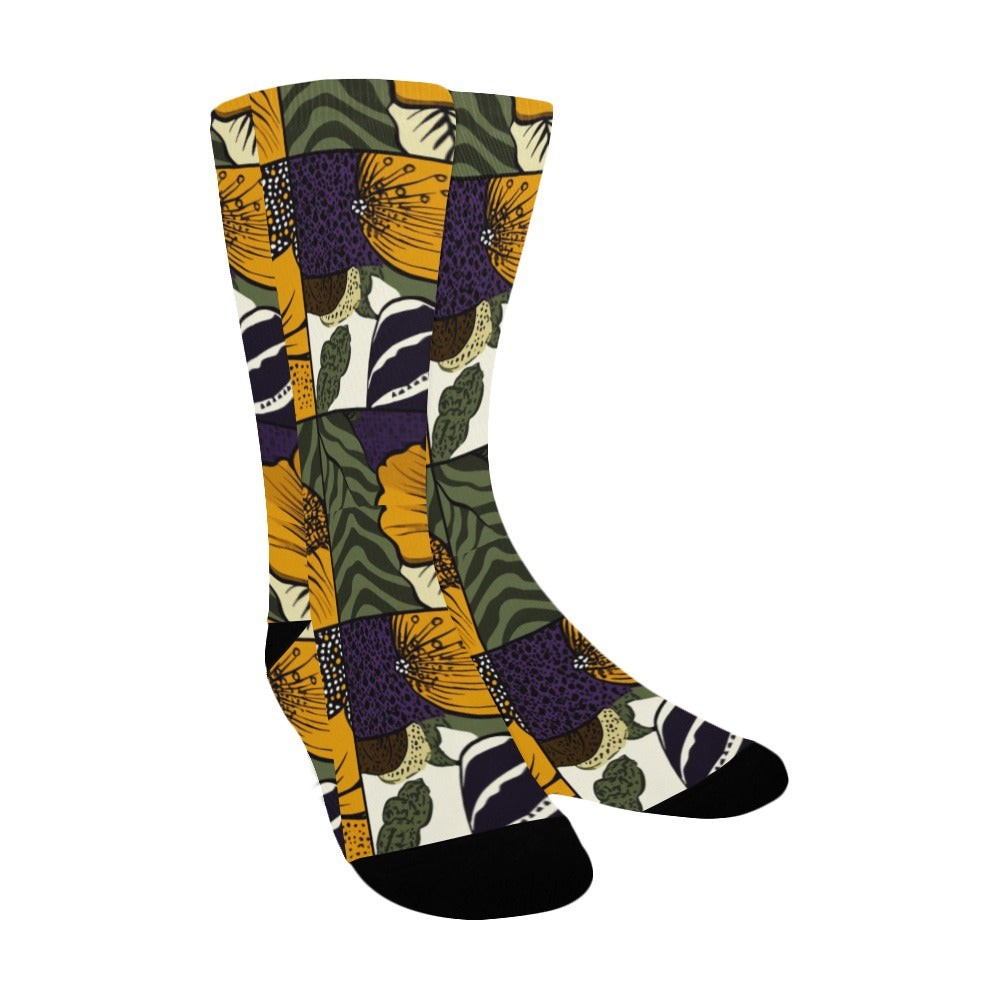 Geometric and Floral Pattern Men's Socks Women's Custom Socks