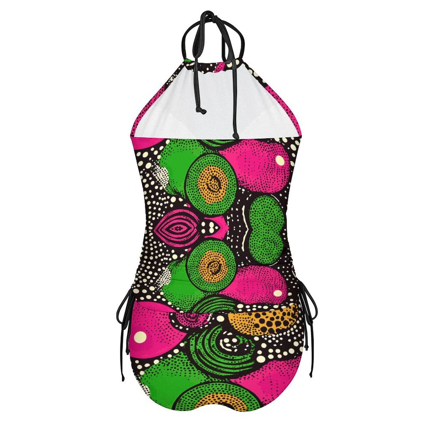 Abstract 2-Piece Women's Tankini Set with High Neck Halter Top F145kA01 (All-Over Printing)