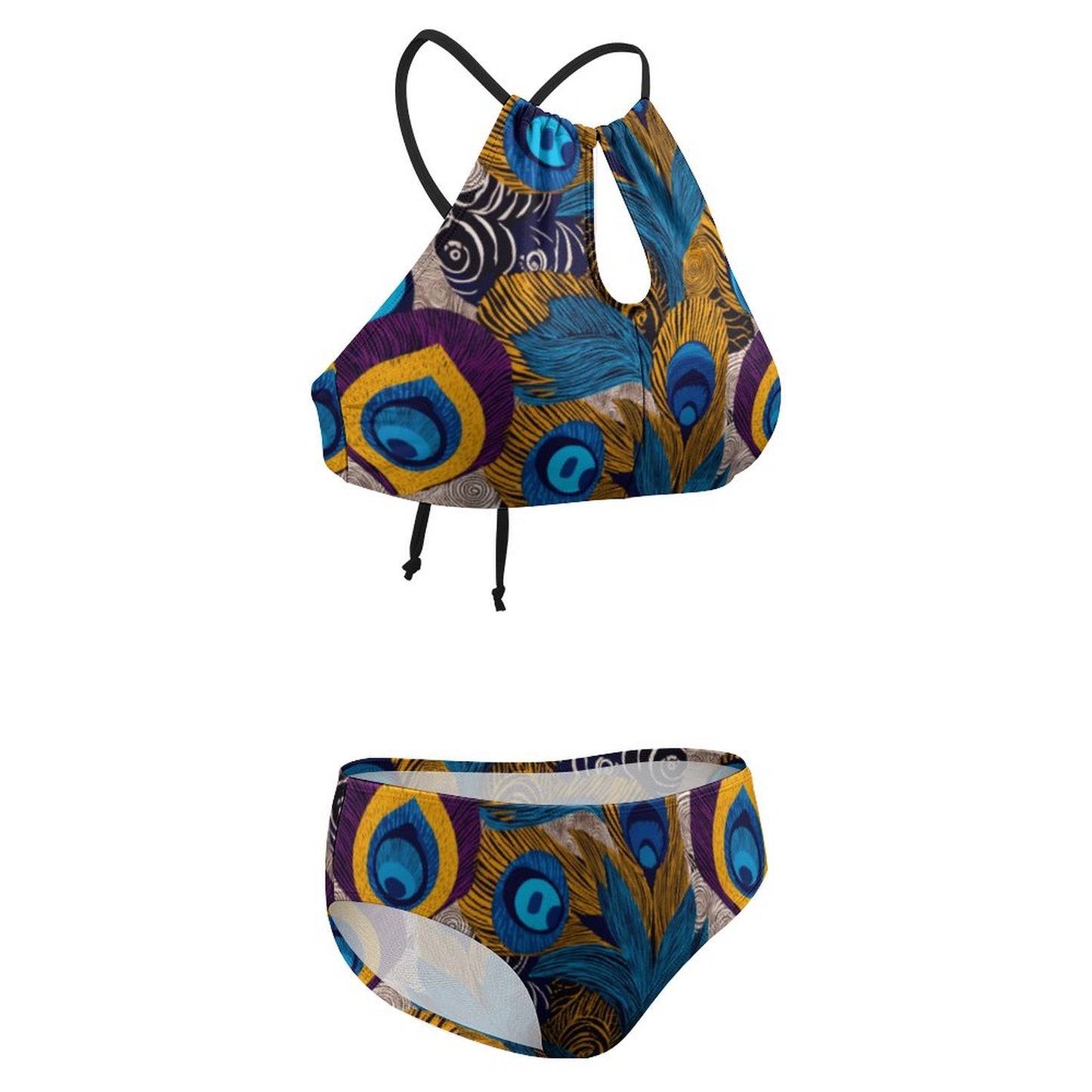 Women's Two piece Swimsuit with High Neck Halter Top BK2040 (All-Over Printing)