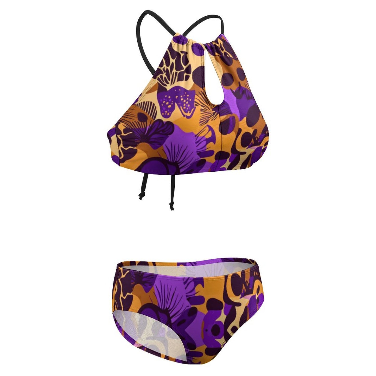Women's Two piece Swimsuit with High Neck Halter Top BK2040 (All-Over Printing)