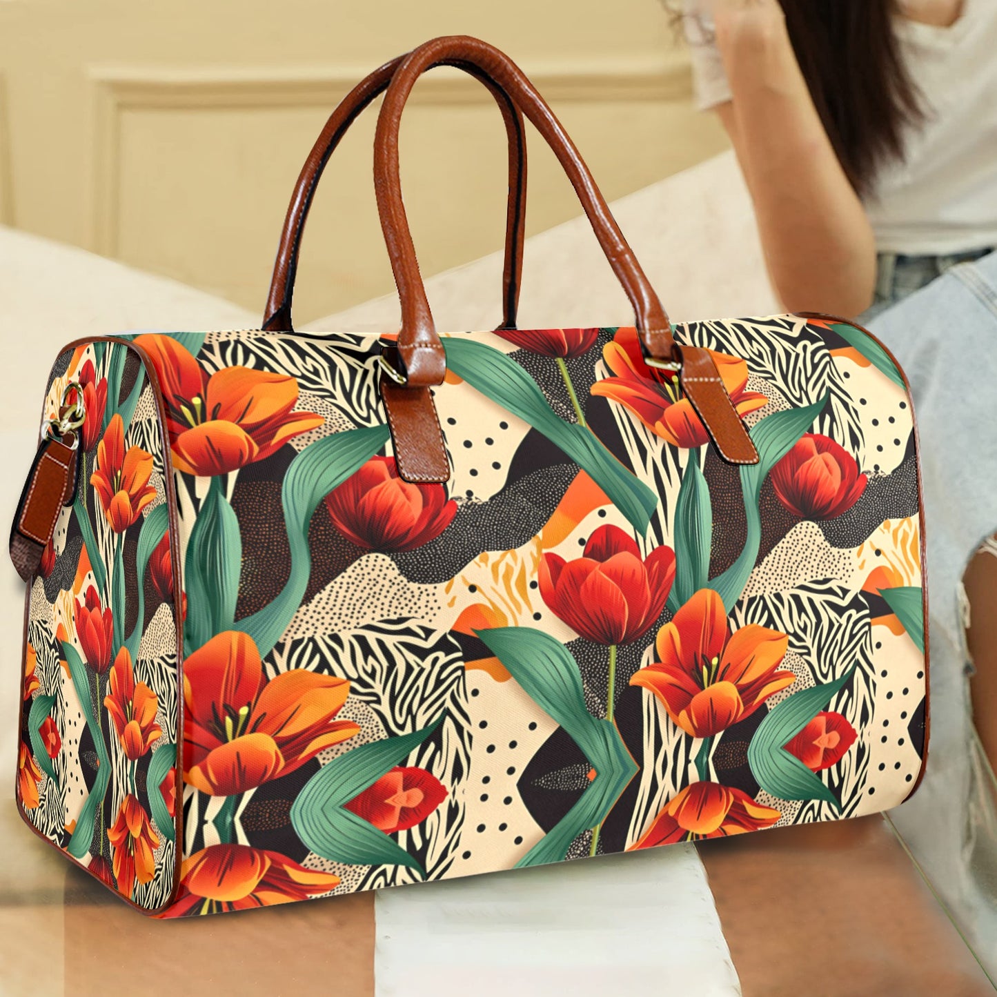 Orange Tulip Large Capacity Travel Bag-Large (Brown Short Patch) (1737) Large Capacity Travel Bag-Large (Brown Short Patch) (1737)