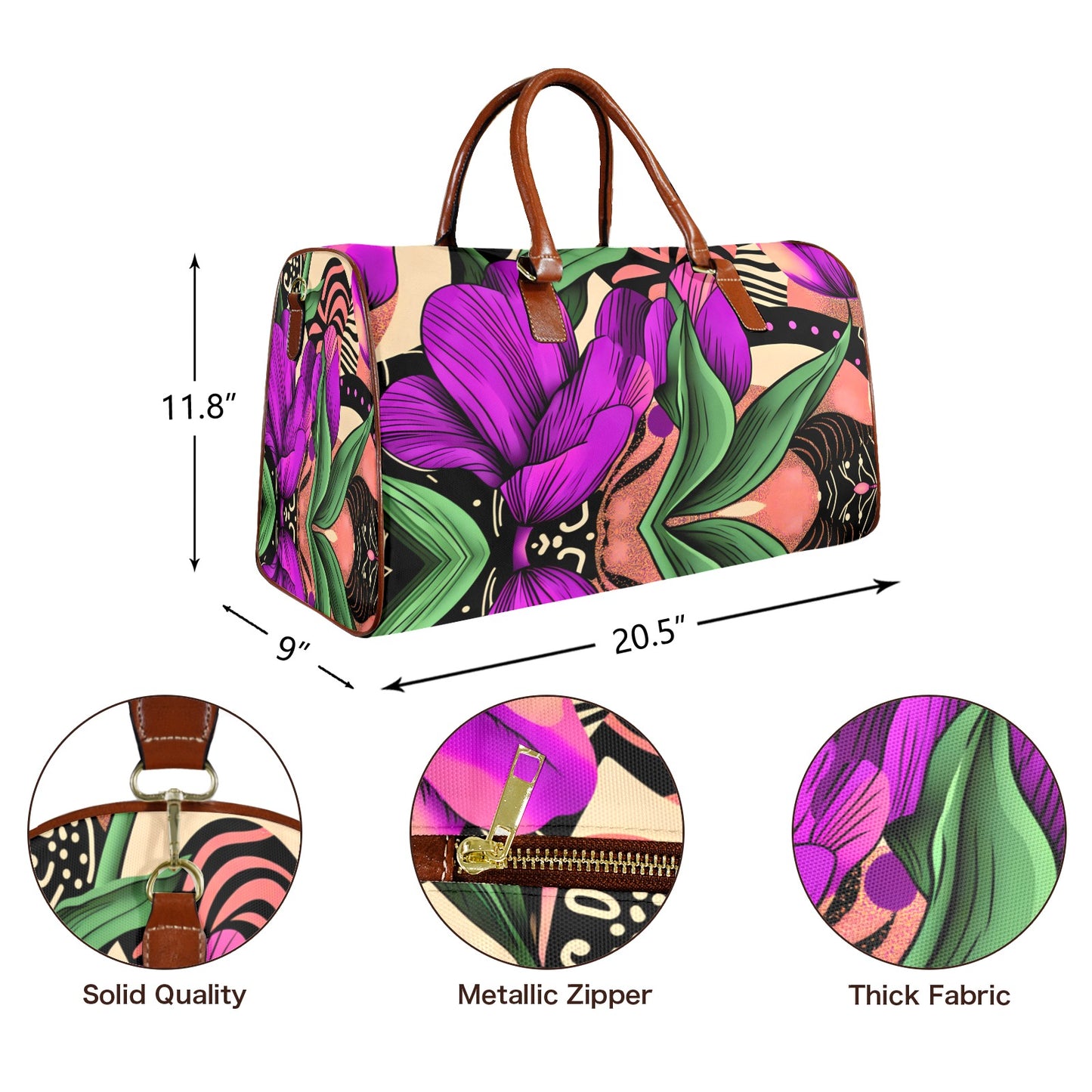 Violet Tulip Large Capacity Travel Bag-Large (Brown Short Patch) (1737) Large Capacity Travel Bag-Large (Brown Short Patch) (1737)