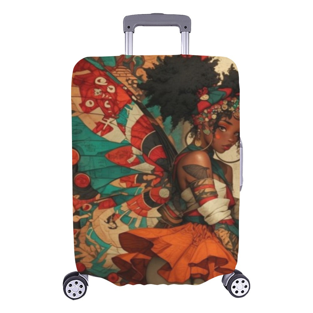 AfroCentric Butterfly Winged Ballerinas Luggage Cover/ Large 26"-28" Luggage Cover/Large 26"-28"