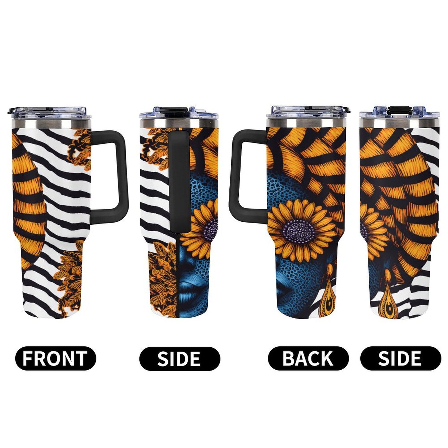 Afrocentric 40oz Insulated Tumbler with Handle and Straw