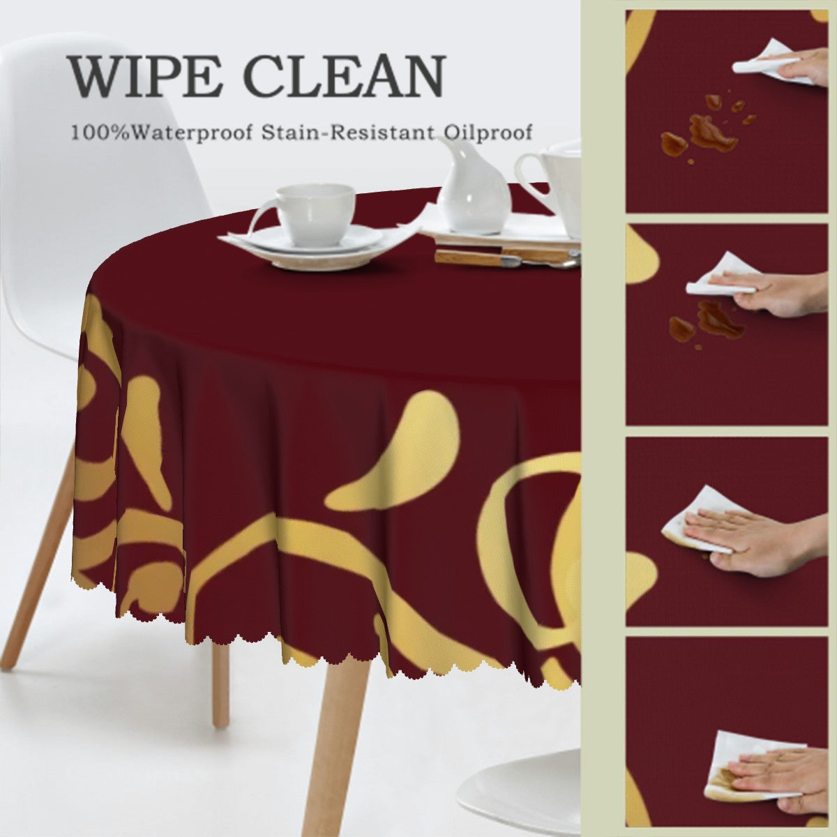 Special Occasion Round Tablecloth with Wavy Edge