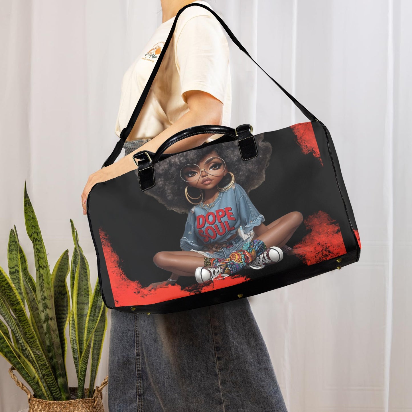 Dope Soul Large Capacity Travel Bag-Large (Black Short Patch) (1737) Large Capacity Travel Bag-Large (Black Short Patch) (1737)