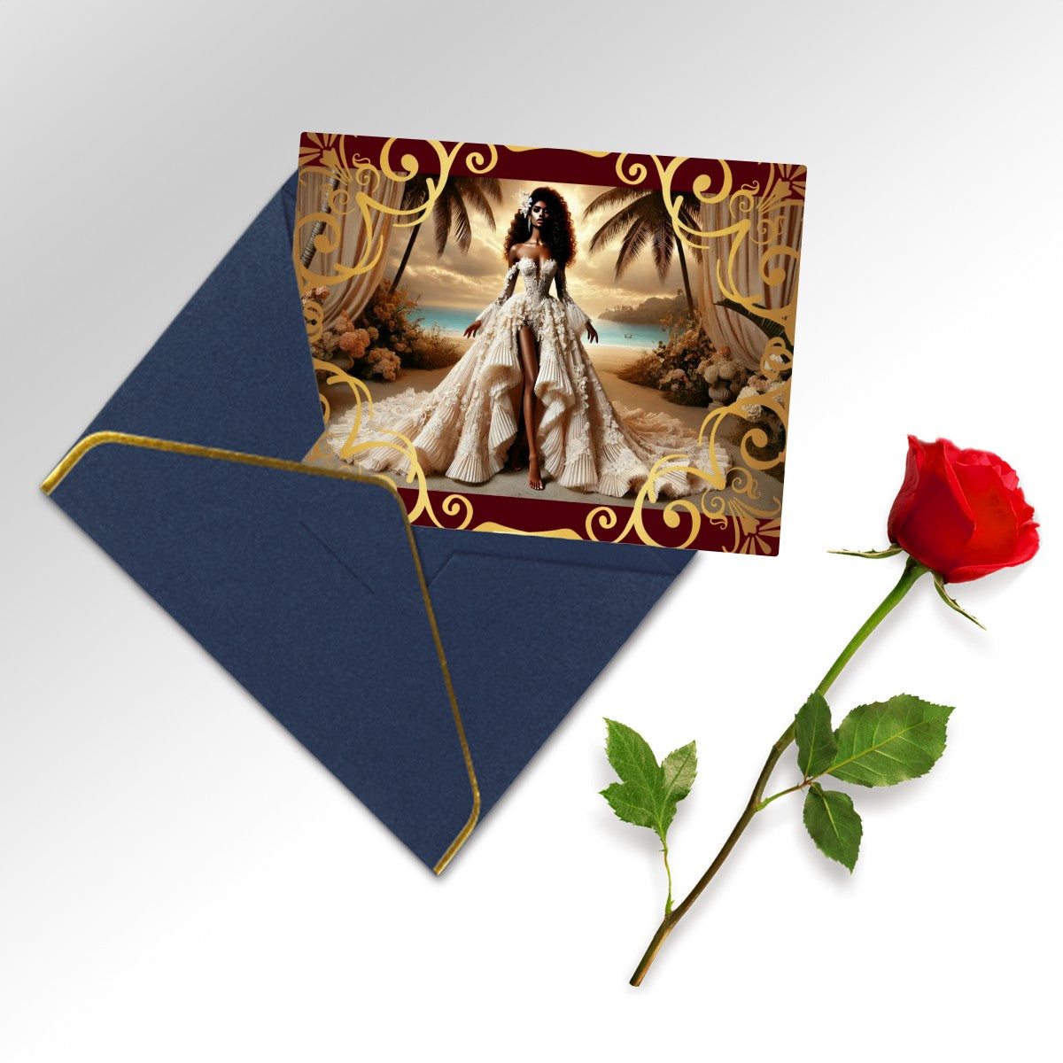 Wedding Golden Edge Greeting Cards (Horizontal)