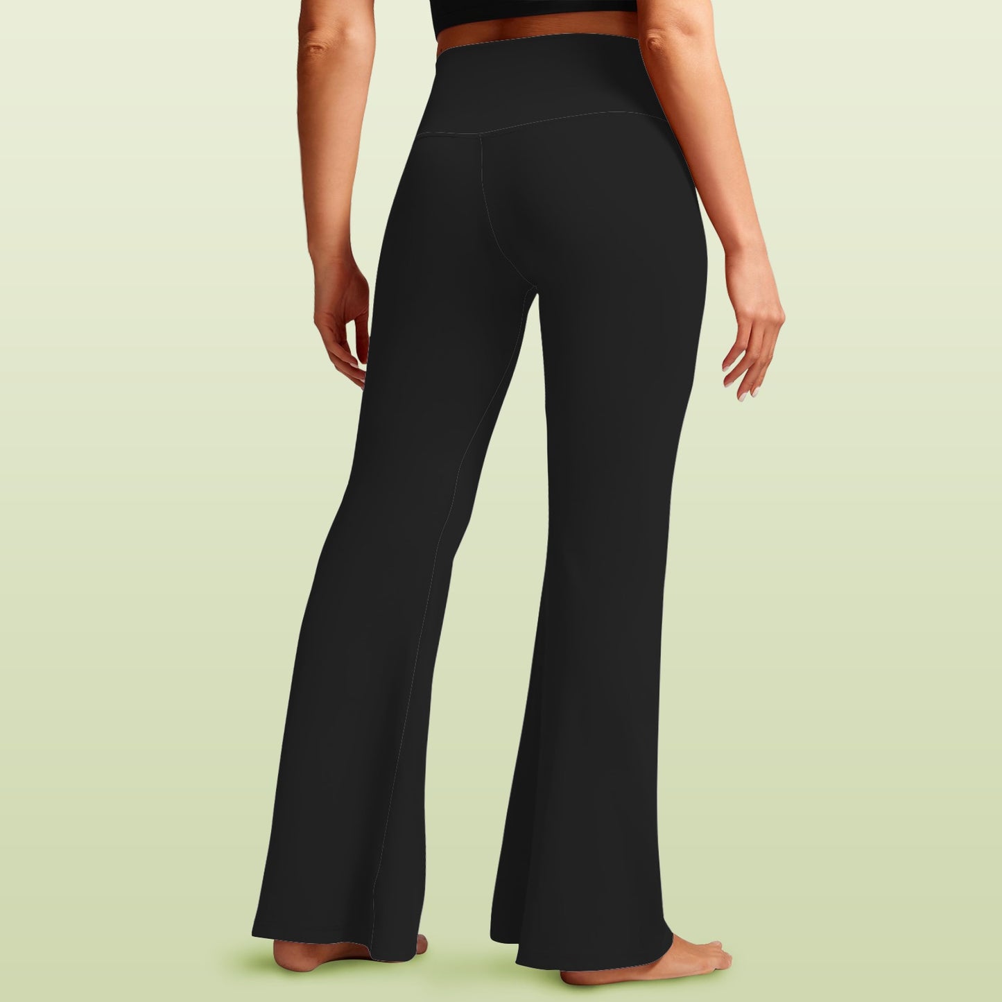 Black Women's High Waist Crossover Tummy Control Flare Leggings High Waist Crossover Tummy Control Flare Leggings