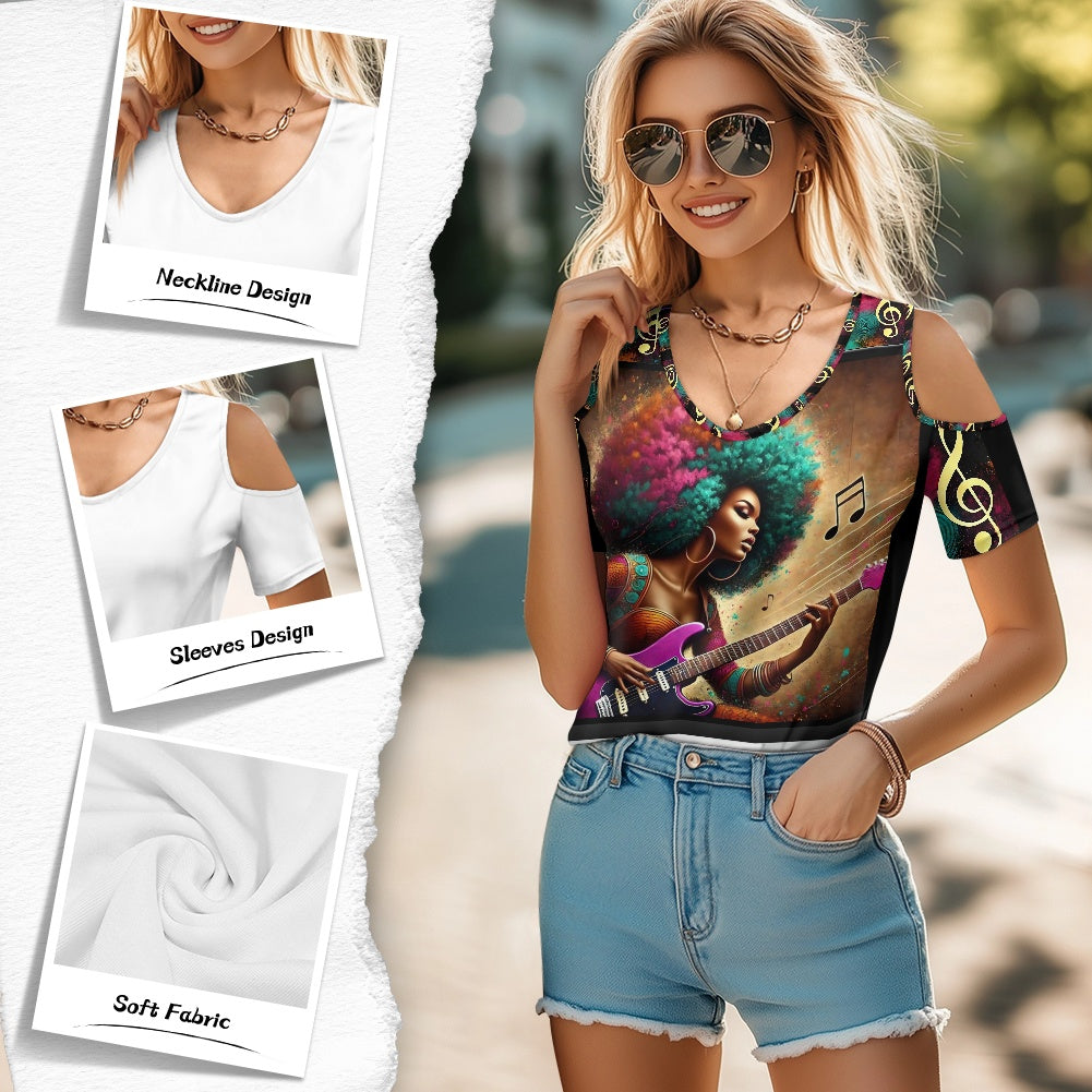 Off-the-shoulder short-sleeved T-shirt