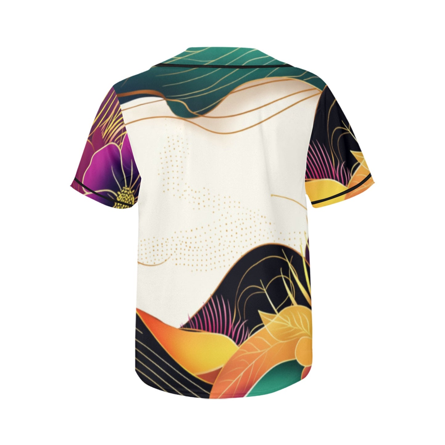 eFlowers Abstract Ankara Inspired Golden Waves Baseball Tee All Over Print Baseball Jersey for Women (Model T50)