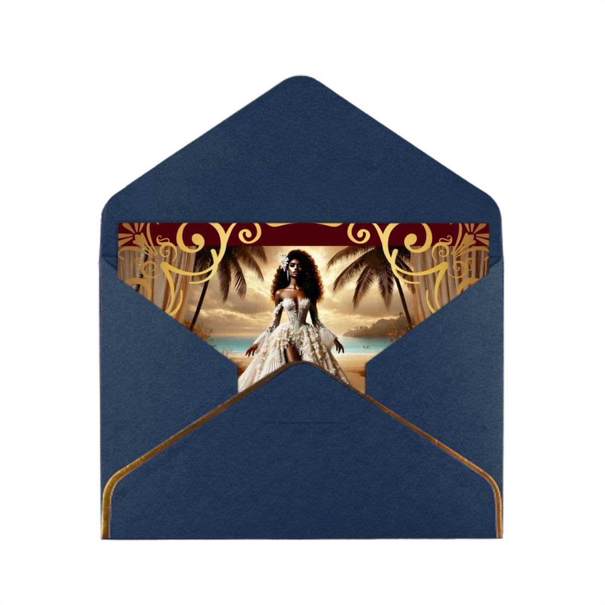 Wedding Golden Edge Greeting Cards (Horizontal)
